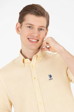 U. S. Polo Assn / Мужская светло-желтая рубашка с коротким рукавом - U.s. polo assn фото 2