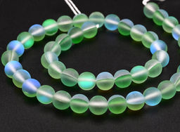 Бусины из опала искусственного шарик 8мм матовый цв.зеленый, 36,5см, 45 бусин Радуга камня