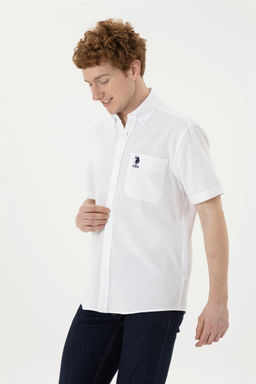 Мужская белая рубашка с коротким рукавом