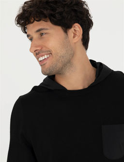 Siyah Slim Fit Kapi_onlu Triko Kazak - Pierre cardin фото 2