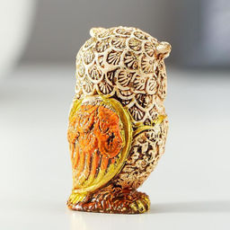 Цена за 2 шт. Фигурка полистоун «Филин беж с оранжевыми крыльями», 5×2.8×3 см, МИКС