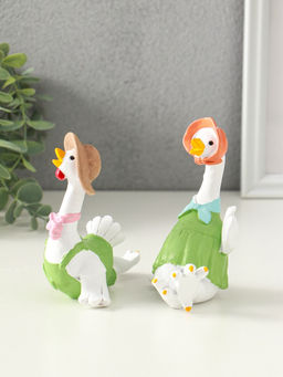 Набор фигурок полистоун «Гусь и гусыня в зелёных нарядах», 2 шт., 6×11×11.7 см