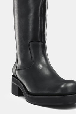 FLAT LEATHER WATER-REPELLENT KNEE-HIGH BOOTS - Zara фото 7