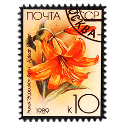 Магнит керамический 6х8см Почтовая марка Лилия (Китай)