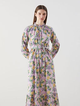 F?rf?rl? Dik Yaka ?i?ekli G?mlek Elbise