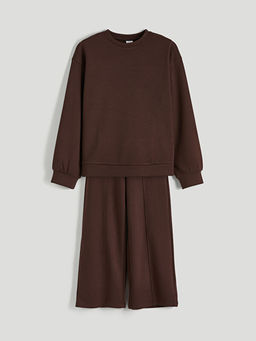 Bisiklet Yaka K?z ?ocuk Sweatshirt ve E?ofman Alt?