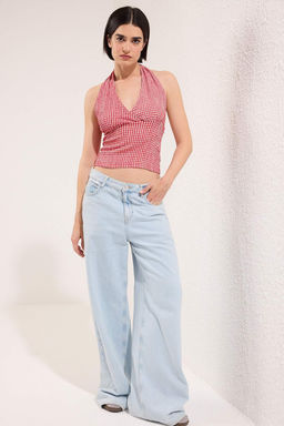 K?rm?z? Poti Kare Boyundan Baglamal? Fitted Esnek Orme Bluz TWOSS25BZ00565 - Trendyolmilla фото 3