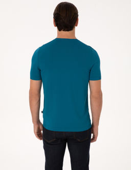 Petrol Mavisi Slim Fit Bisiklet Yaka Triko T-shirt - Cacharel фото 5