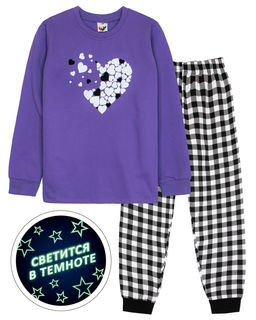 Пижама для девочки 91232ф черный/черная клетка 990 Lets go - Let's go фото 13