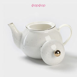 Заварочный чайник Доляна Млечный путь, 900 мл, фарфор, белый фото 4