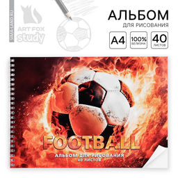Цена за 2 шт. Альбом для рисования 40 листов на пружине А4 «Огненный мяч»