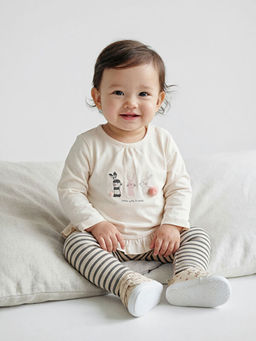 Bask?l? K?z Bebek Bluz ve Tayt