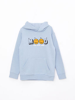 Kap??onlu Bask?l? Uzun Kollu Erkek ?ocuk Sweatshirt ve E?ofman Alt? - Waikiki фото 2