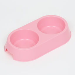 Миска пластиковая двойная 29,5 х 16,5 х 5 см, нежно розовая - Simaland фото 3