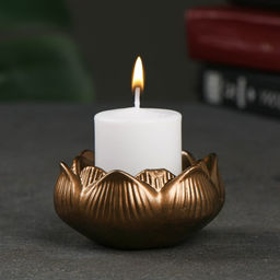 Подсвечник на 1 свечу Цветок Лотос, гипс, бронза, 8?8?4 см