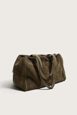BOLSO DE VIAJE PIEL / Verde Caqui - Zara фото 2