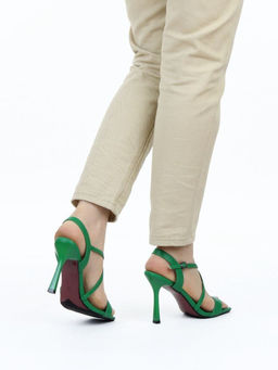 08-M89F-226LU GREEN Босоножки женские (натуральная кожа)