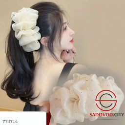 Крабик бант пышный для волос со стразами