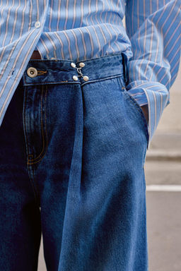JEANS Z1975 LOOSE FIT TIRO ALTO CORCHETES / Azul medio - Zara фото 4