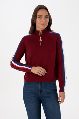 Kad_n Bordo V Yaka Fermuarl_ Kazak