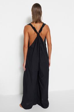 TRENDYOLMILLA Siyah Dokuma %100 Pamuk S?rt Dekolteli Plaj Tulum TBESS21TU0269  фото 6