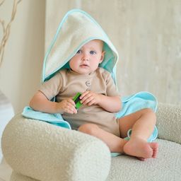 Полотенце уголок махровое Крошка Я, 75х75 см, цвет молочный/мятный, 100% хлопок, 360 г/м2  фото 10