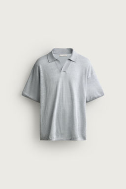 POLO PUNTO RELAXED FIT 100% LINO / Azul pastel - Zara фото 7