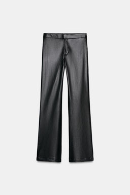 FAUX LEATHER FLARE TROUSERS - Zara фото 10