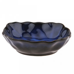 "Тихий океан" Салатник керамический 600мл, 17,5х17х5см, асимметричная форма, синий (Китай)