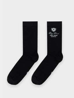 Цена за 5 пар! Носки мужские высокие черные с надписью BIG BOSS, решит любой вопрос черный 017K-3025 - Mark formelle фото 5