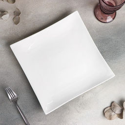 Блюдо для подачи Magistro Квадрат Бланш, d=26 см, фарфор, белое  фото 2