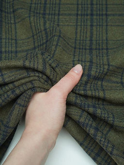 Шерсть пальтово-костюмная Твид Клетка цв.чернильный на т.хаки , ш.1.5м, шерсть-60%, п/э-40% - Купава фото 10