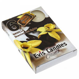 Свеча чайная "Ваниль" д3,7см, h1,5см, ароматизированная, парафин, малая, время горения 4 часа, 15гр, набор 6шт (Россия)