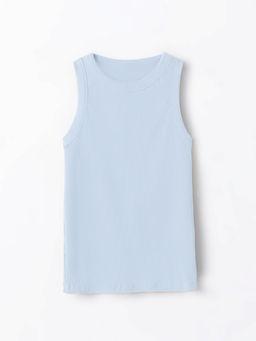 Топ женский голубой облегающий в рубчик - Mark formelle фото 5