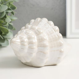 Копилка для денег керамика «Ракушка», белый перламутр, 15×11×9.5 см