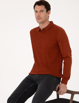 Karamel Slim Fit Y_n Kar___ml_ Polo Yaka Triko Kazak