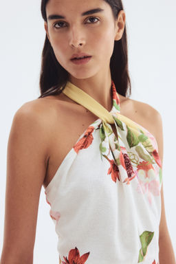 Vestido halter en mezcla de lino - H&m фото 5