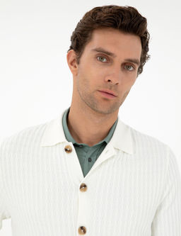 Трикотажный кардиган стандартного кроя цвета экрю - Cacharel фото 2