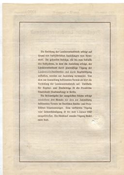 Облигация 4,5% 1000 рейхсмарок 1937 года Германия