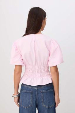 Pembe Beli Lastikli Dokuma Bluz TWOSS26BZ00863 - Trendyolmilla фото 4