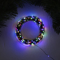 Гирлянда Нить 50 м роса, IP44, зелёная нить, 500 LED, свечение мульти, 8 режимов, 31 В