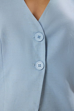 TRENDYOLMILLA Beyaz Regular Keten Gorunumlu Halter Yaka Regular Yelek TWOSS25YE00096  фото 7