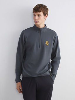 Dik Yaka Real Madrid Bask?l? Erkek Sweatshirt