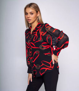 Рубашка #КТ873 (2)-2, чёрный,красный