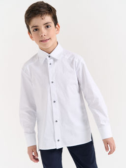 Рубашка свободного кроя Белая для мальчика 7+ - Bungly фото 3