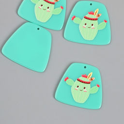 Цена за 4 шт. Декор для творчества акрил «Кактус-индеец», 0.2×3.7×3.4 см