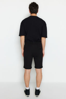 Siyah Regular/Normal Kesim Orta Boy Lastik Belli Bagc?kl? Duble Paca Sort TMNSS21SR0046