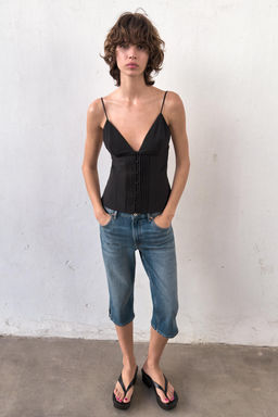 TOP TIRANTES PLIEGUES / Negro