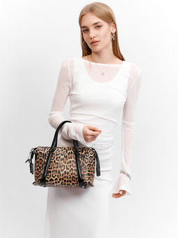 LACCOMA сумка Y2066-4-леопард матовый натуральная кожа полиэстер  фото 9