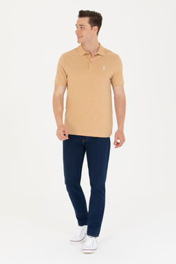 U. S. Polo Assn Мужская футболка светло-коричневого цвета с воротником-поло - U.s. polo assn фото 4